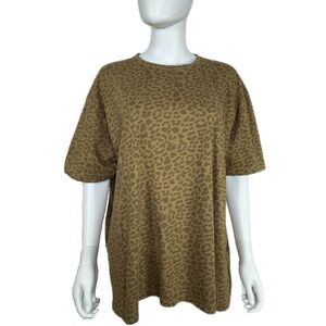 LAT Live & Tell Unisex Leopard Spot Print Crew Neck Fine Jersey Tee